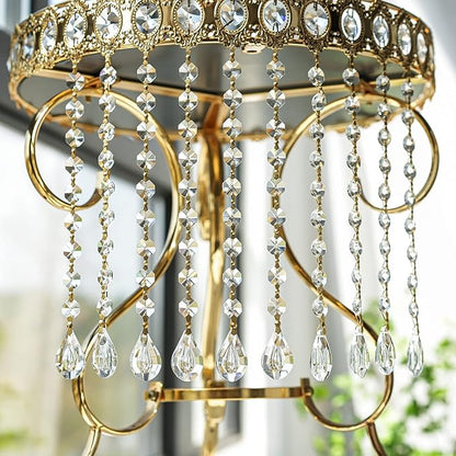 10pcs Crystal Garland Strands Crystal Lamp Beads Glass Loquat Prism Hanging Chandelier Beads Replacements Strings Christmas Wedding Decoration for Home Gold Pinning