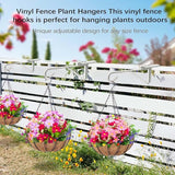 Adjustable (0.9-3") Vinyl Fence Hooks for Hanging Plants, Over the Railing Fence Plant Hangers Outdoor, White Heavy Duty Coated Steel Patio Hooks for Hanging Bird Feeders, Lights, Basket, Pool Tools