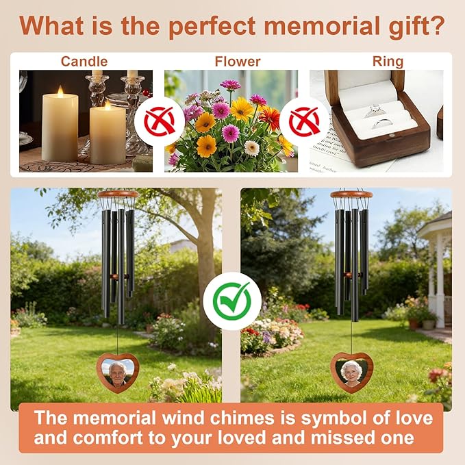 Memorial Wind Chimes Outdoor,Personalized Sympathy Gifts for Loss of Loved One, Memorial Gifts for Loss of Mom,Wind Chimes for Mother's Day Mom Grandma Neighbors Unisex