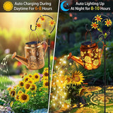 Solar Watering Can with Lights, Birthday Gifts for Christmas Mom Women, 2 Pack Waterproof Outdoor Garden Decor Sunflower Solar Garden Lights for Outdoor Pathway Yard Lawn Patio Party Decorations
