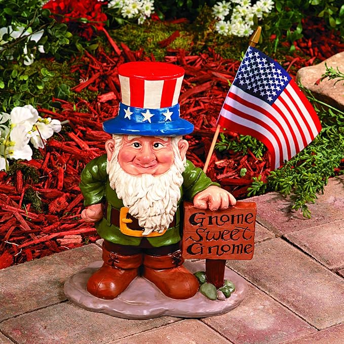 Fun Express Garden Gnomes Outdoor Statue with 5 Interchangeable Seasonal Hats - Resin Gnome Figurines for Yard Decorations | Christmas Halloween Easter Holiday Gnome Decor for Home Garden Sculptures