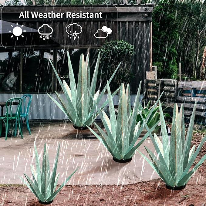 KODIBO Large Tequila Rustic Sculpture, Rustic Metal Agave Plants for Outdoor Patio Yard, Home Decor Hand Painted Metal Agave Garden Yard Statue, Outdoor Lawn Ornaments (Mint Green - L)