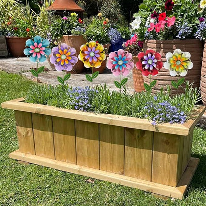 Metal Flower Garden Stakes, 6 Pc. Set, Large Colorful Decorative Landscape and Gardening Outdoor Decor, Lawn and Yard Ornament, Rust and Weather Resistant