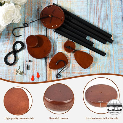 CELSOL Wind Chime Parts Kit, 24 PCS Complete DIY Set with Hooks, Round Top, Clapper, Wind Catcher, Brass Nails, and 17.2FT Nylon String for Easy Wind Chime Making, Repair, and Replacement
