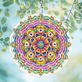 Wind Spinners Outdoor, Hanging Wind Spinner for Garden Decoration, 8 inch 3D Stainless Steel Metal Wind Sculpture for Indoor/Outdoor Decor, Mandala F