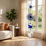 Crystal Suncatcher for Windows - Hanging Prism Sun Catchers with Crystal Balls&Blue Eye, Rainbow Maker for Home、 Garden、Car Decor (Round Eyes)