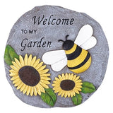 Welcome to My Garden Stepping Stone, Decorative Stone Statue for Garden, Funny Stepping Stone for Patio, Balcony, Yard, Lawn Decorative, Spring in Garden Collection (Bees)