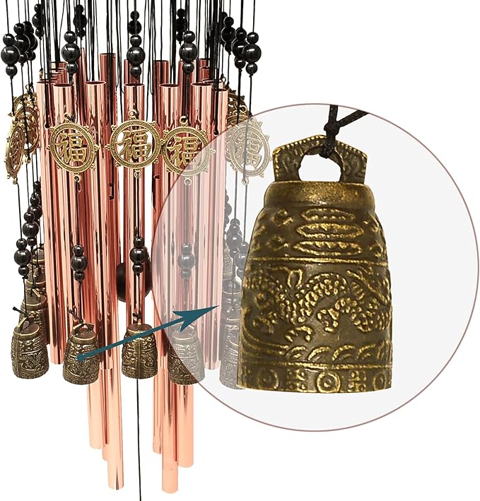 Outdoor Indoor 28 Metal Tube Wind Chime with Copper Bell Large Windchimes for Patio Garden Terrace W Fengshuisale Red String Bracelet W3089