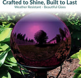 Sunnydaze 10-Inch Gazing Ball for Garden - Glass Gazing Globe with Mirrored Stainless Steel Finish - Merlot