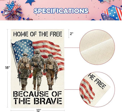 AVOIN colorlife Memorial Day Patriotic Garden Flag 12x18 Inch Double Sided Outside, USA Military Soldiers Veteran 4th of July Yard Outdoor Decoration