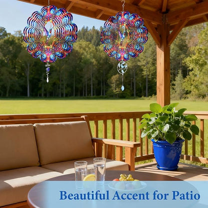 Wazzio Hummingbird Wind Spinner 12" Metal, Hummingbird Gifts for Women Mom Wife Grandma, Outdoor Indoor Hanging Ornament for Garden Porch Backyard Lawn, Gift for Birthday Thanksgiving Christmas