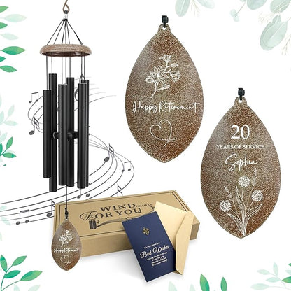 ASTARIN Personalized Happy Retirement Gift, Custom Name Retirement Wind Chimes for Women Men, 35" Large Deep Tone Wind Chime Retire Gifts for Teacher Co-Workers Boss(Produced in USA)