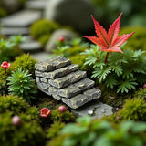 2Pcs Mini Resin Bridge Stair Stone Straight Bridge Stairs Stone Steps Garden Fairy Ornament Flower Pot Plant Micro Landscaping Outdoor Statues Decor Bonsai Craft Straight Stairs