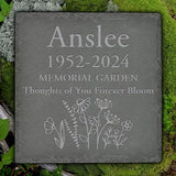 Personalized Memorial Stone Memorial Garden Stone - Sympathy Gifts for Loss of Dad, Mom or Loved One - Bereavement, Remembrance and Condolence Gift - Thoughts of You Forever Bloom Square