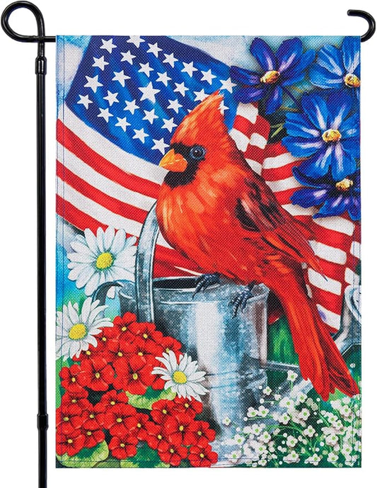 Patriotic 4th of July Garden Flag, hogardeck Double Sided 12.5x18 Inch Bird Fourth of July Decorations, Memorial Day Independence Day Floral Outdoor Yard Decor