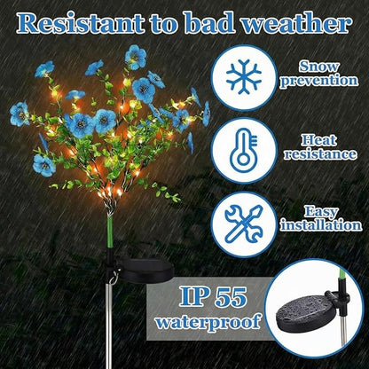 Glooglitter 2 Pack Solar Stake Lights Outdoor Decor Waterproof Mums Artificial Flowers Solar Lights for Outdoor Garden Yard Pathway Decor (Blue,Violet)