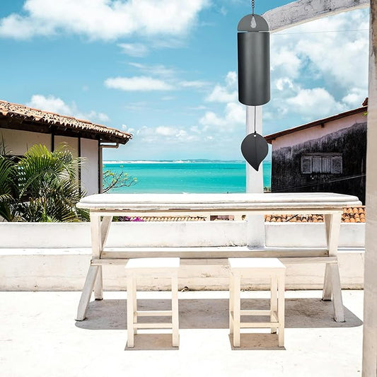 Unique Serenity Bell with Deep Resonance - Large Deep Tone Wind Chimes for Outside - Memorial Wind Chime for Outdoors - Amazing Grace Wind Bells with Mute Mode - Handcrafted Steel Wind Chimes - Black