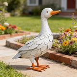 Shorayn Metal Duck Garden Statue, Life-Size Iron Mallard, Handmade White Duck Yard Decor, Indoor Outdoor Ornament, Gift for Housewarming/Mother’s Day/Christmas