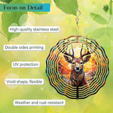 Deer Head Wind Spinner 3D Frosted Deers Head Wind Spinner Hanging for Yard and Garden, Cute Spinners Made of Tough Steel Plate
