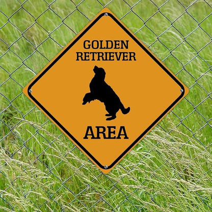 Golden Retriever Crossing Sign Caution Golden RetrieverDog Xing Sign Street Sign Wildlife Novelty Road Fence Wall Decor Warning Metal Tin Sign For Indoor Outdoor 12x12in