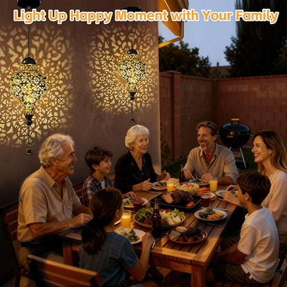 Solar Lanterns Outdoor Waterproof, Garden Decor for Yard, Moroccan Hanging Lantern Solar Garden Lights Decorations for Patio Lawn Porch Outside Decorative Christmas Birthday Gift Mom Grandma Women