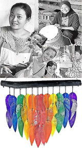 Bellaa Handmade Wind Chimes Outdoor, Capiz Seashell Glass, Gental Musical Windchime Outside Garden Decoration, Beach, Gifts for Mom 24506