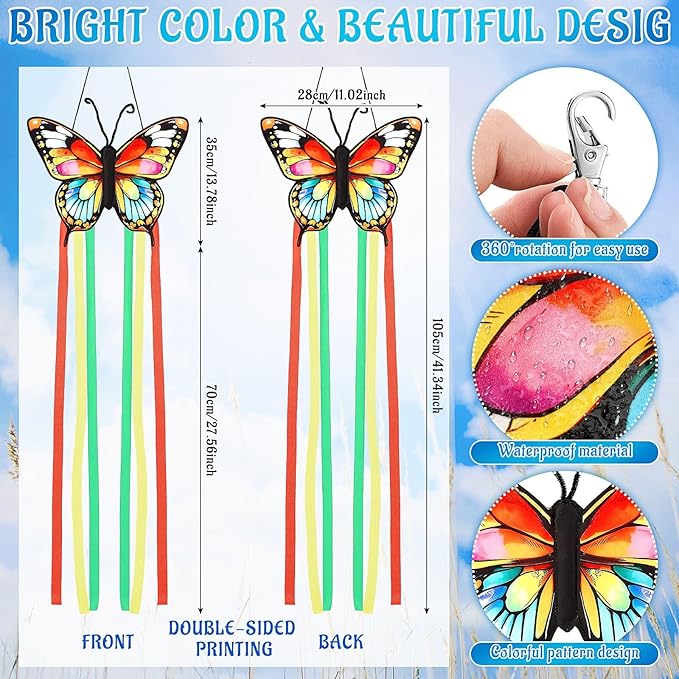 Soulchen Butterfly Windsock for Outside Heavy Duty Wind Socks Spring Summer Durable Outdoor Hanging Flag Wind Decoration for Yard Garden Patio Boat Home Decoration