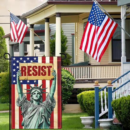 Statue of Liberty Pride Resist Garden Flags for Outside 12x18 Inch Double Sided Anti Protest Signs Against Anti Racism Political No Kings Protest Signs Hands Off Yard Decorations