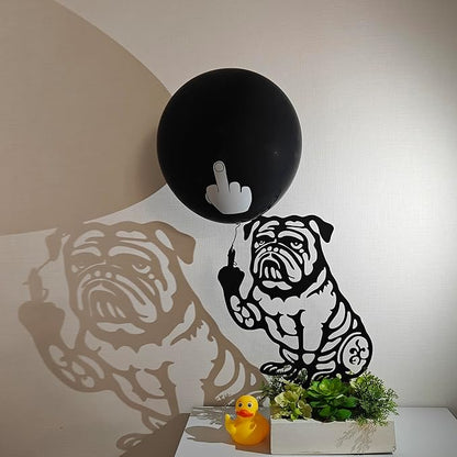 DS. DISTINCTIVE STYLE Bulldog Decor Funny Middle Finger Bulldog Statue Metal Black Dog Yard Art for Outdoor Garden, Patio, Pathway