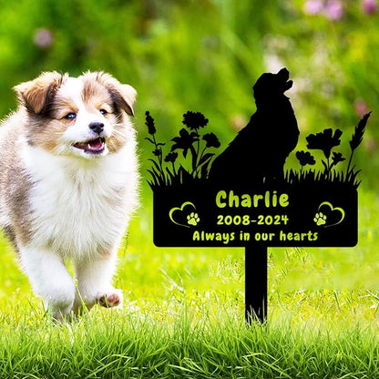 Custom Golden Retriever Dog Memorial Grave Marker,Personalized Pet Dog Memorial Garden Stake,Flora Dog Memorial Plaque Burial Stake Engraved Sign,Dog Sympathy Grave Stake,Dog Statue Headstone