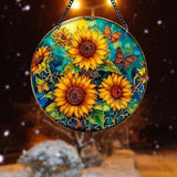 Plexiglas Sunflower Suncatcher Window Hanging - Sun Catchers for Windows Hanging - Hand Painted Suncatcher Garden Ornaments Christmas Mother's Day, Valentine's Day Ornaments