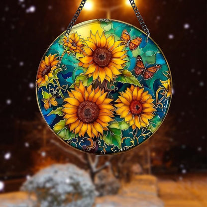 Plexiglas Sunflower Suncatcher Window Hanging - Sun Catchers for Windows Hanging - Hand Painted Suncatcher Garden Ornaments Christmas Mother's Day, Valentine's Day Ornaments