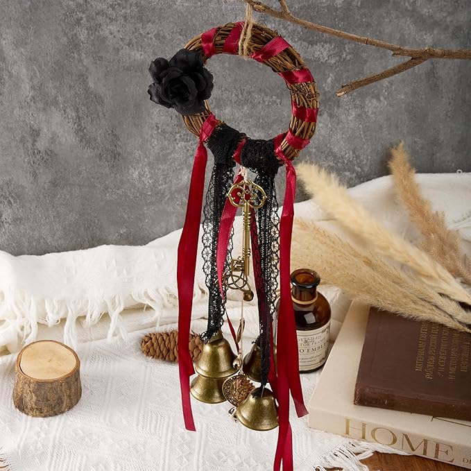 Witches Bells for Door Protection - Handmade Witch Bells Door Knob Wind Chimes Hanging Witchcraft Supplies Wiccan Decor, Unique Gifts for Witches. Magic Wreath Decor Witchy Accessories