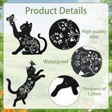 Cat Decorative Garden Stakes, 3 Pcs Cat Lover Gifts for Women Men Metal Garden Stakes, Butterfly Floral Silhouette Outdoor Yard Art Lawn Decor