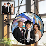 Personalized Custom Photo Faux Stained Glass Window Hanging - Wedding Customized Memorial Ornaments Suncatchers Christmas Anniversary Mother's Day for Lovers Women Men Dad Mom Nana Grandma