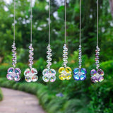 6pcs Crystal Suncatchers Four Leaf Clover Hanging Ornaments, Rainbow Maker Sun Catchers Indoor Window Outdoor Patio Garden Decor Gifts
