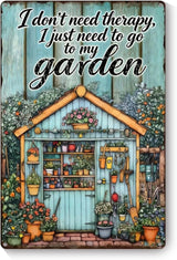 Garden Signs for Outside I don't Need Therapy, I Just Need to Go to My Garden, Funny Metal Signs for Home Garden Patio Yard, Retro Gardening Gifts for Women, Wall Decor 12" x 8"