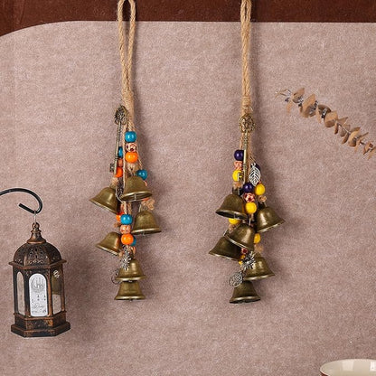 2 Pieces Witch Bells for Door Knob for Protection Handmade Decorative Door Hanging Bell Witch Wind Chimes for Boho Home Room Decor(Colorful)