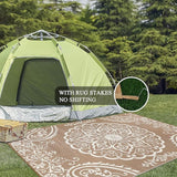 Pauwer Waterproof Outdoor Rug 6x9, Reversible Plastic Straw Patio Camping Rug, Indoor Outdoor RV Mat Carpet for Deck, Camper, Porch, Balcony, Backyard, Picnic, Boho Brown