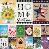 Seasonal Garden Flags set of 12 Double Sided, Yard Flags for Outside 12x18 Inch for Christmas Halloween Easter Valentine's St Patrick's 4th of July Spring Summer Fall Winter, All Seasons Garden Decor