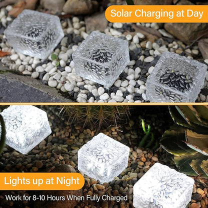 JKIMK Solar Brick Lights Outdoor Waterproof Patio Brick Lights Garden Decor for Outside 3 Packs for Patio,Yard,Walkway,Pathway Decor