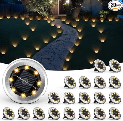 SOLPEX Mini Solar Ground Lights, 20 Pack Solar Lights Outdoor Waterproof, Pathway Lights Solar Powered, Solar Garden Light, Landscape Lighting for Yard Driveway Walkway (Warm White)