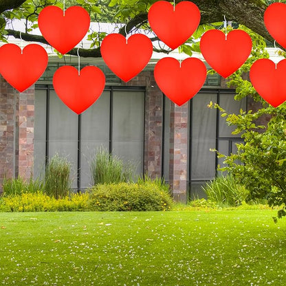 10 Pieces Valentine's Day Decorations Outdoor Yard Garden Porch Sign - Large Double-Sided Red Heart Design Signs with Stakes for Romantic Love Wedding Engagement Anniversary Patio Pathway Lawn Decor