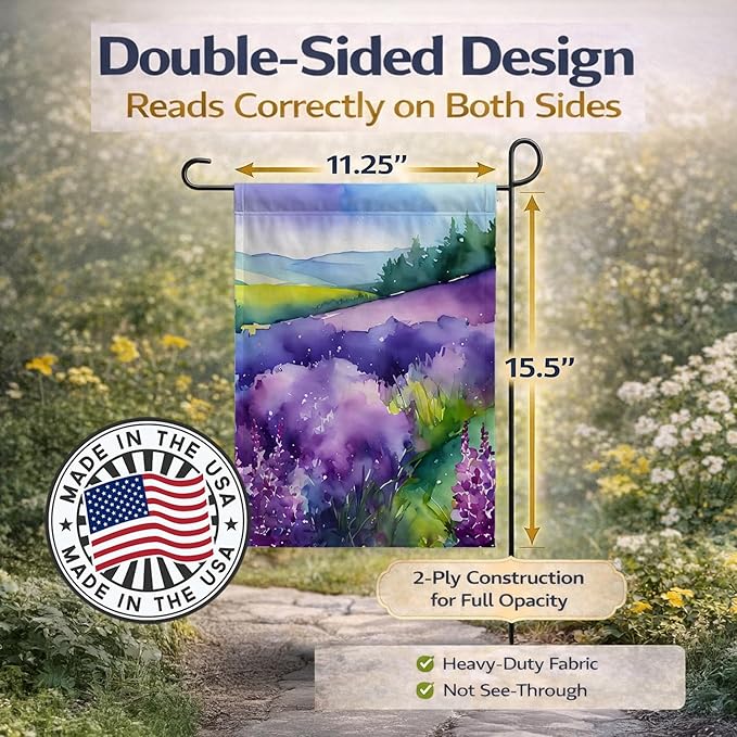 Caroline's Treasures New Hampshire Purple Lilac in Watercolor Garden Flag Mailbox Flag Decorative Yard Flag Banner Outside Patio Artwork Yard Flower Beds, Garden Size, Multicolor