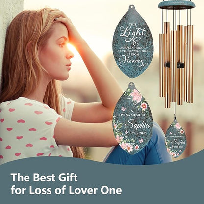 ASTARIN Wind Chimes for Loss of Loved One, Personalized Sympathy Wind Chime for Women, Windchimes Outdoors Deep Tones, Remembrance/Sympathy Gifts Loss of Mother(Produced in USA)
