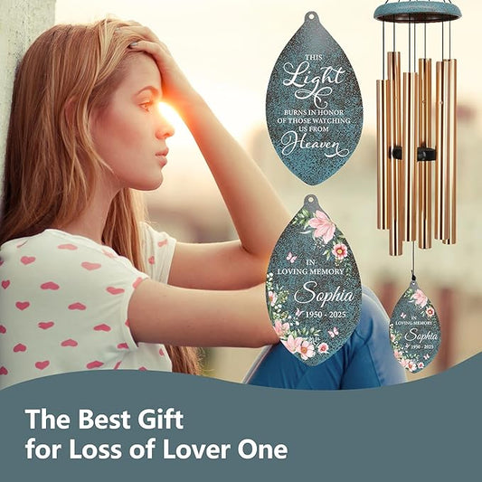 ASTARIN Wind Chimes for Loss of Loved One, Personalized Sympathy Wind Chime for Women, Windchimes Outdoors Deep Tones, Remembrance/Sympathy Gifts Loss of Mother(Produced in USA)