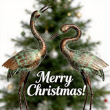 Shorayn Garden Crane Statues, Blue Heron Sculptures for Outdoor, Cranes Decor Metal Bird, Patina Garden Art Lawn Ornaments for Yard Patio Porch Outside Decorations