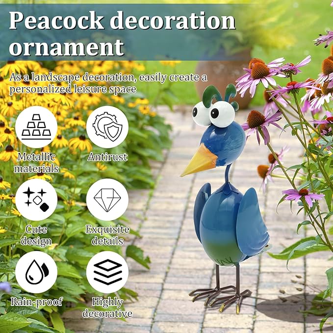 Metal Decor Yard Art, Cute Outside Garden Decoration for Home, Rust Resistant Weatherproof Outdoor Garden Statues for Patio, Lawn, Multi Scene Ornamentation (Blove)