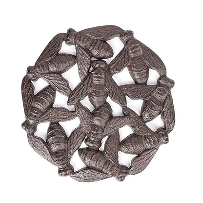 Sungmor Vintage Cast Iron Bees Stepping Stone,Rustic Garden Decorative Stone,Wear Resistant Stepping Mat,Outdoor Patio Pathway Accent for Lawn,Yard