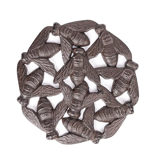 Sungmor Vintage Cast Iron Bees Stepping Stone,Rustic Garden Decorative Stone,Wear Resistant Stepping Mat,Outdoor Patio Pathway Accent for Lawn,Yard